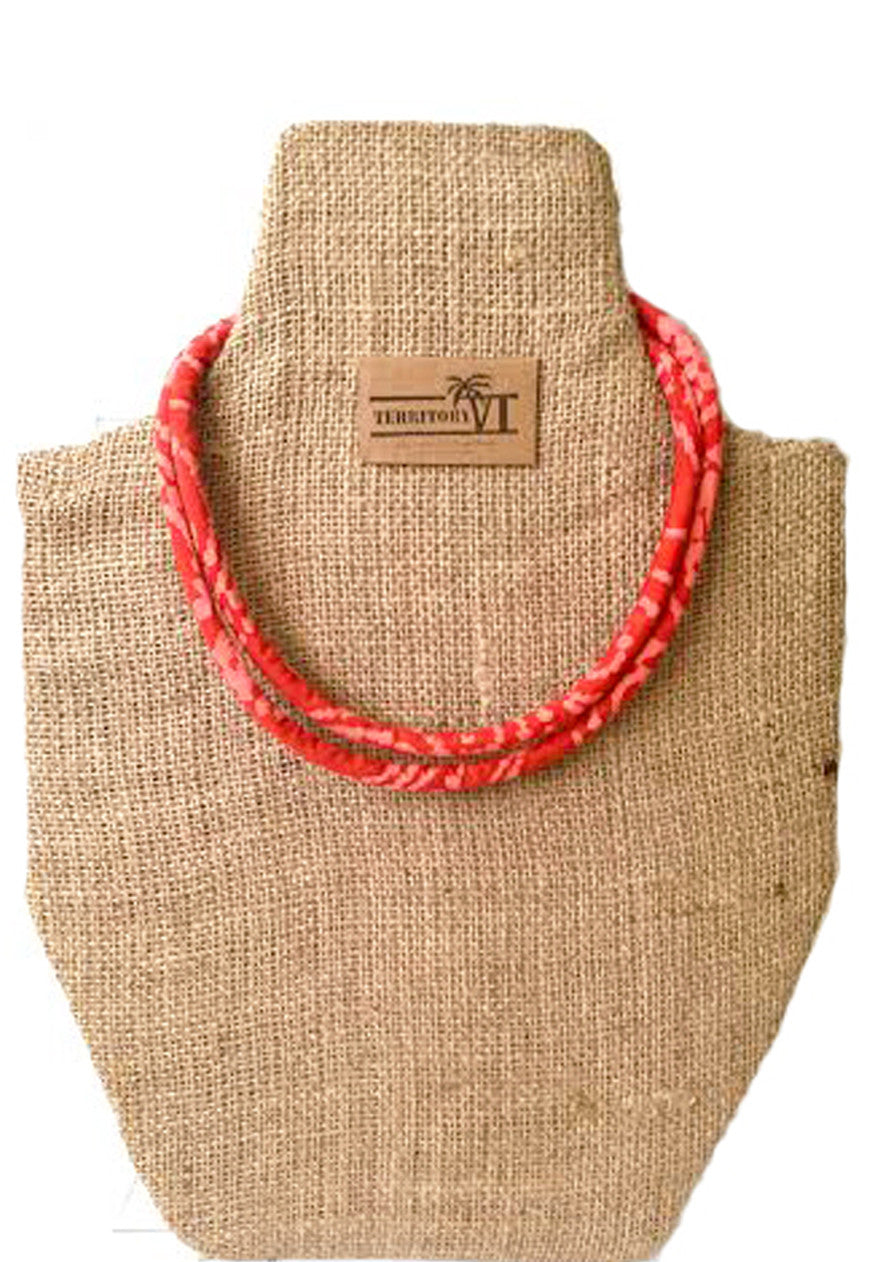 BATIK WAX PRINT NECKLACE (CORAL)