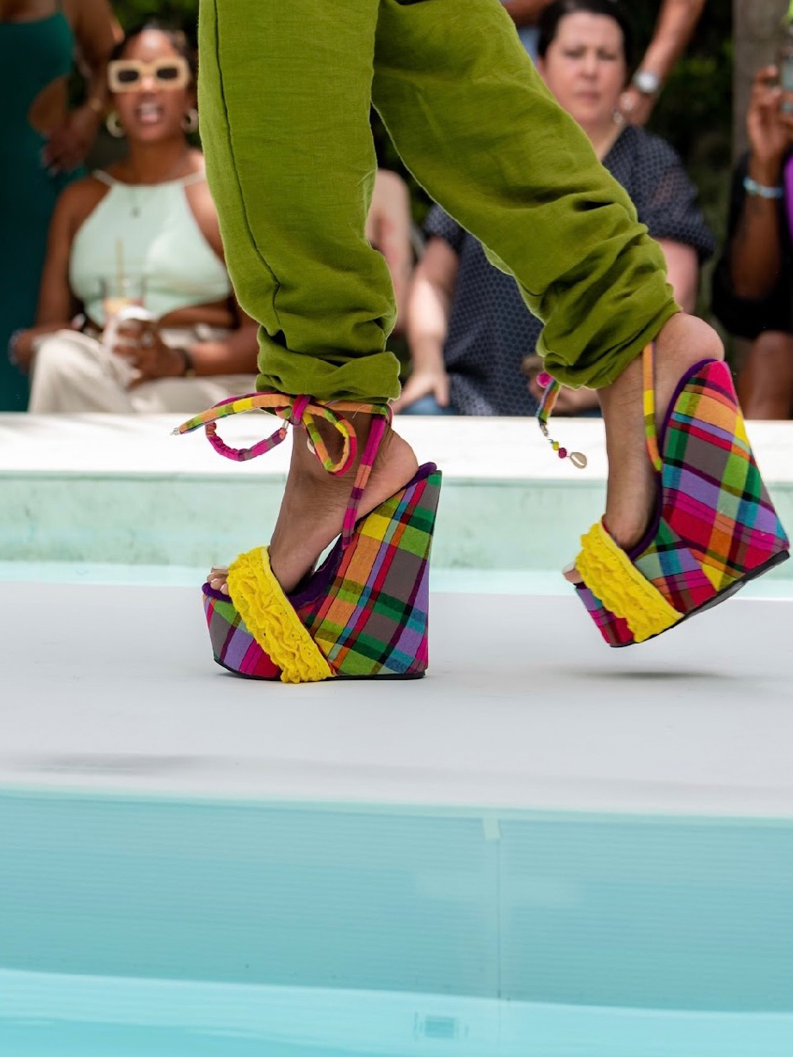 In Perfect Timing Eyelet Ruffle Peep Toe Wedge Sandal