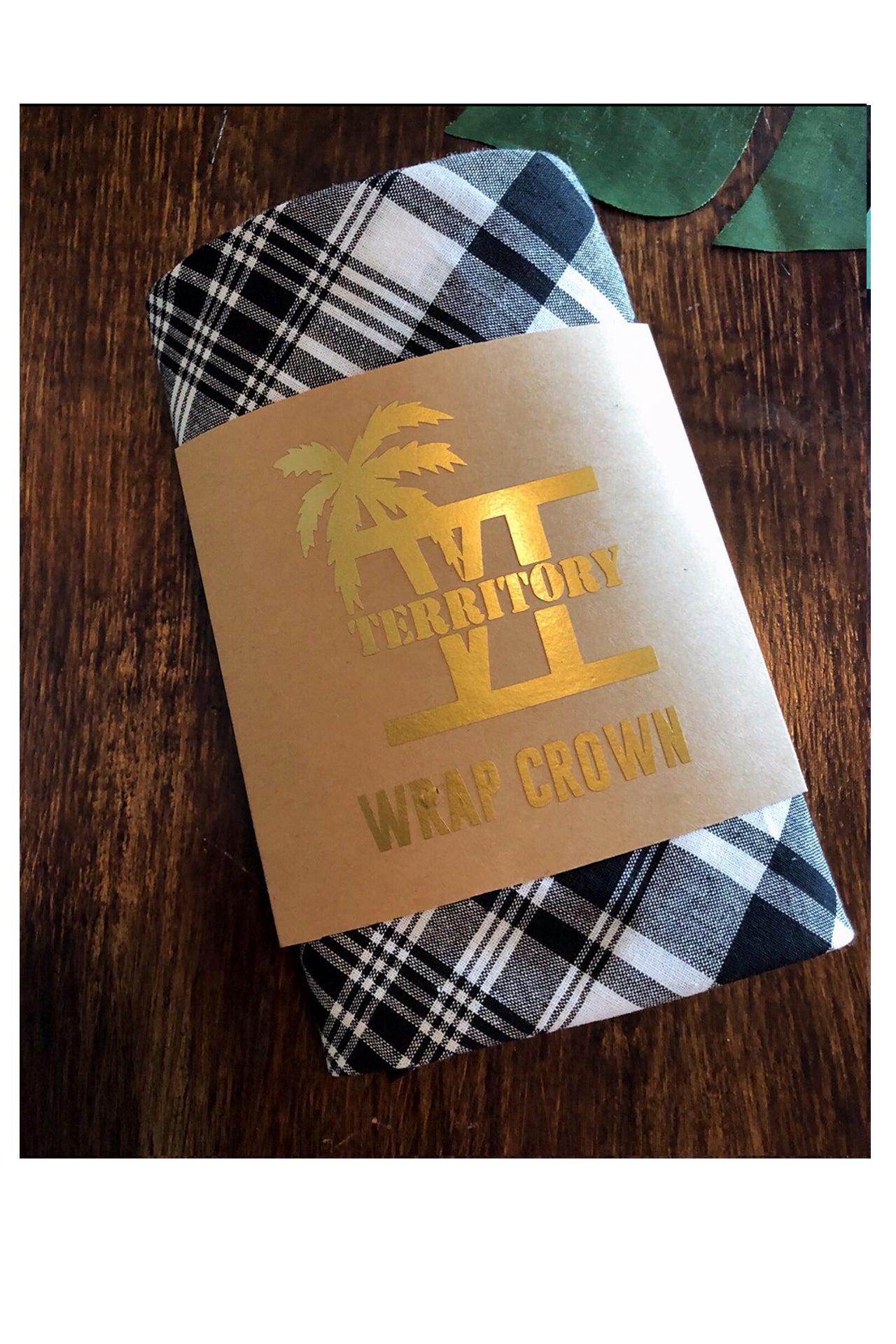 Madras Wrap Crown (Black-White/Multi)