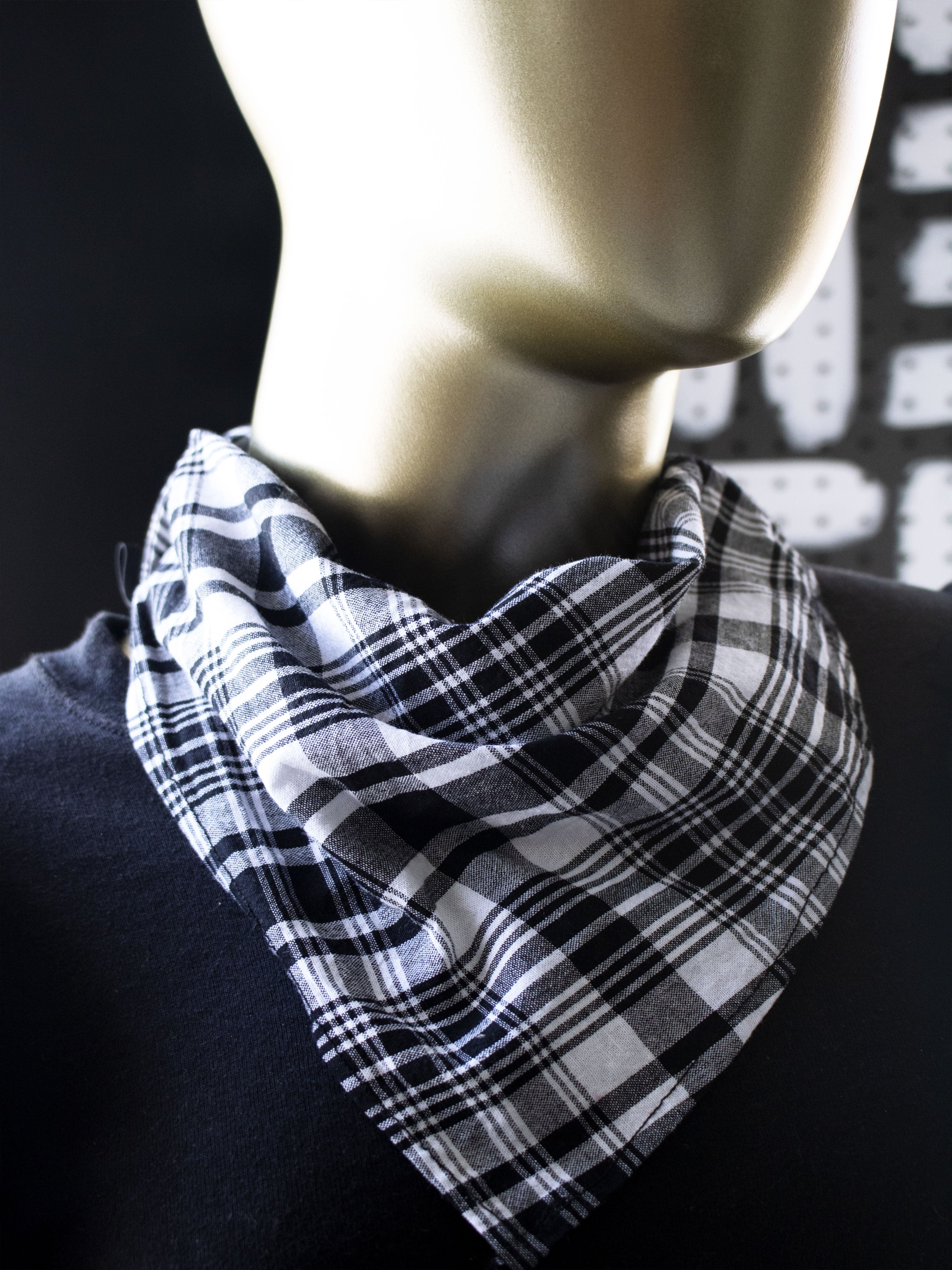 Madras Convertible Bandana Face Mask (Black/White-Multi)