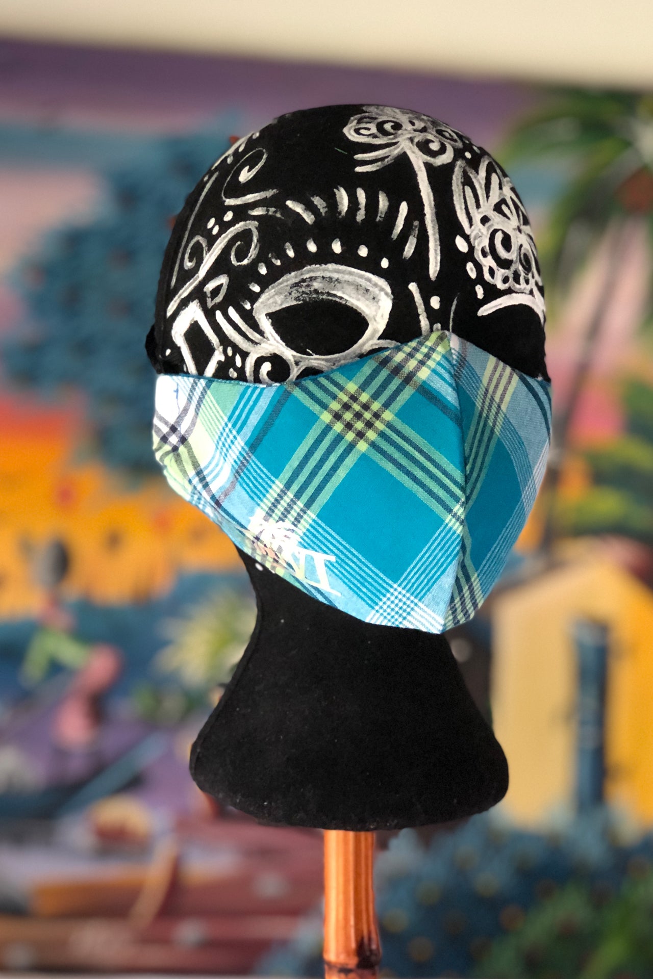 Madras Customizable Mask (Sea Blue/Multi)