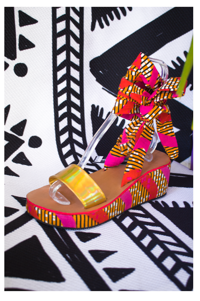 Tropic Spiral Holographic Ankara Sandal