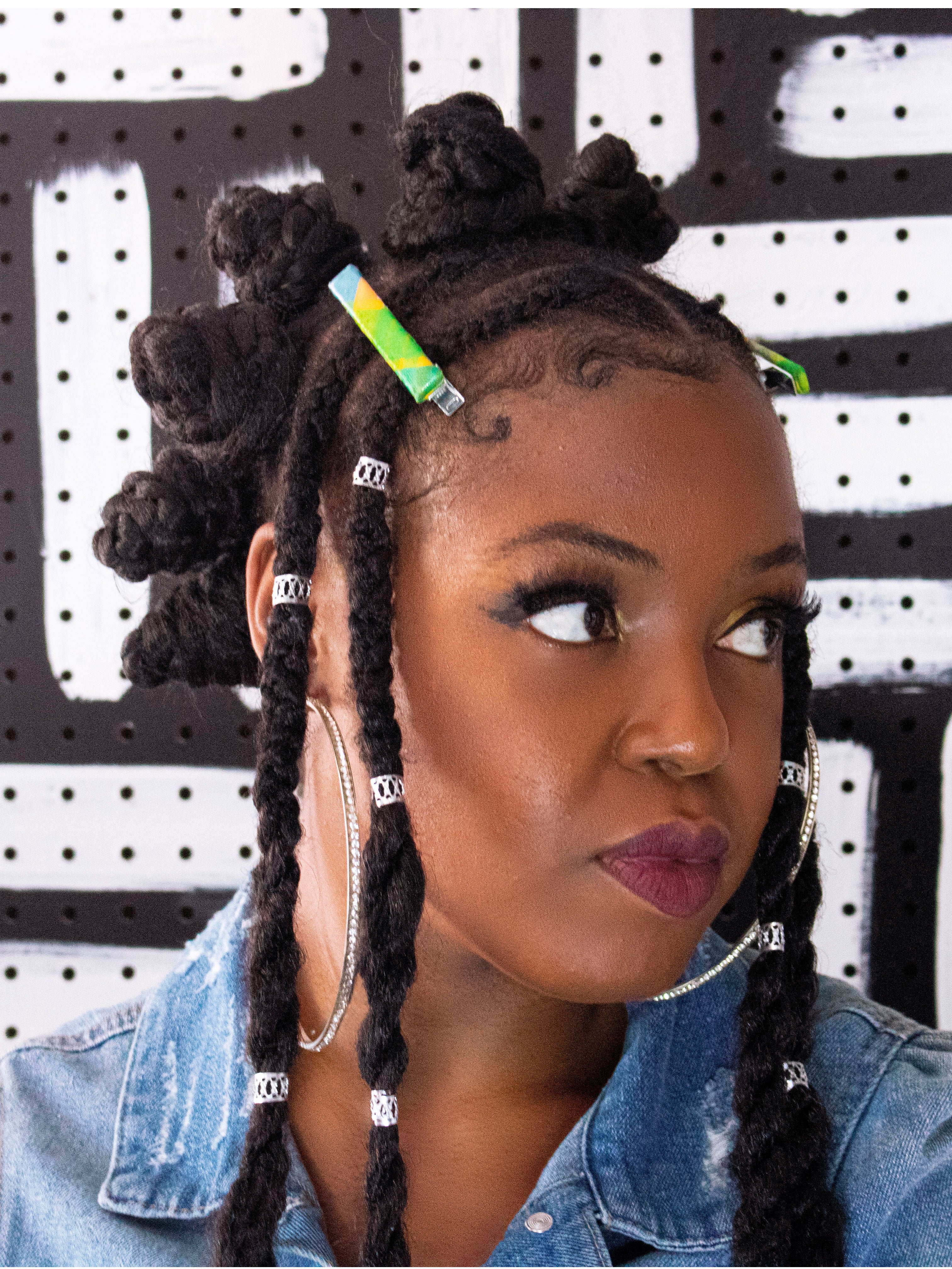 Madras Acrylic Barrette Hair Clip (Lime-Multi)