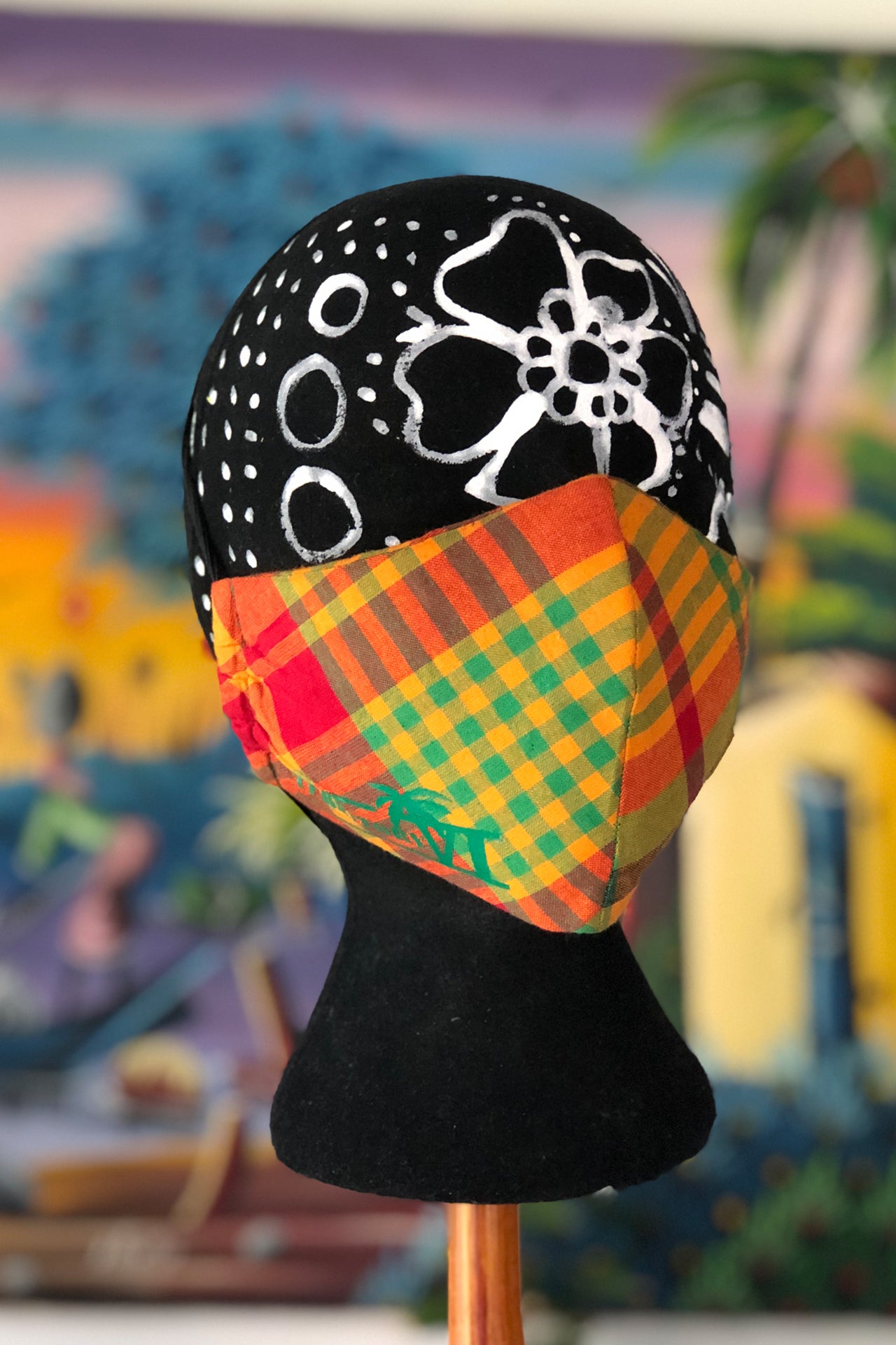 Madras Cusomizable Mask (Red-Green/Multi)