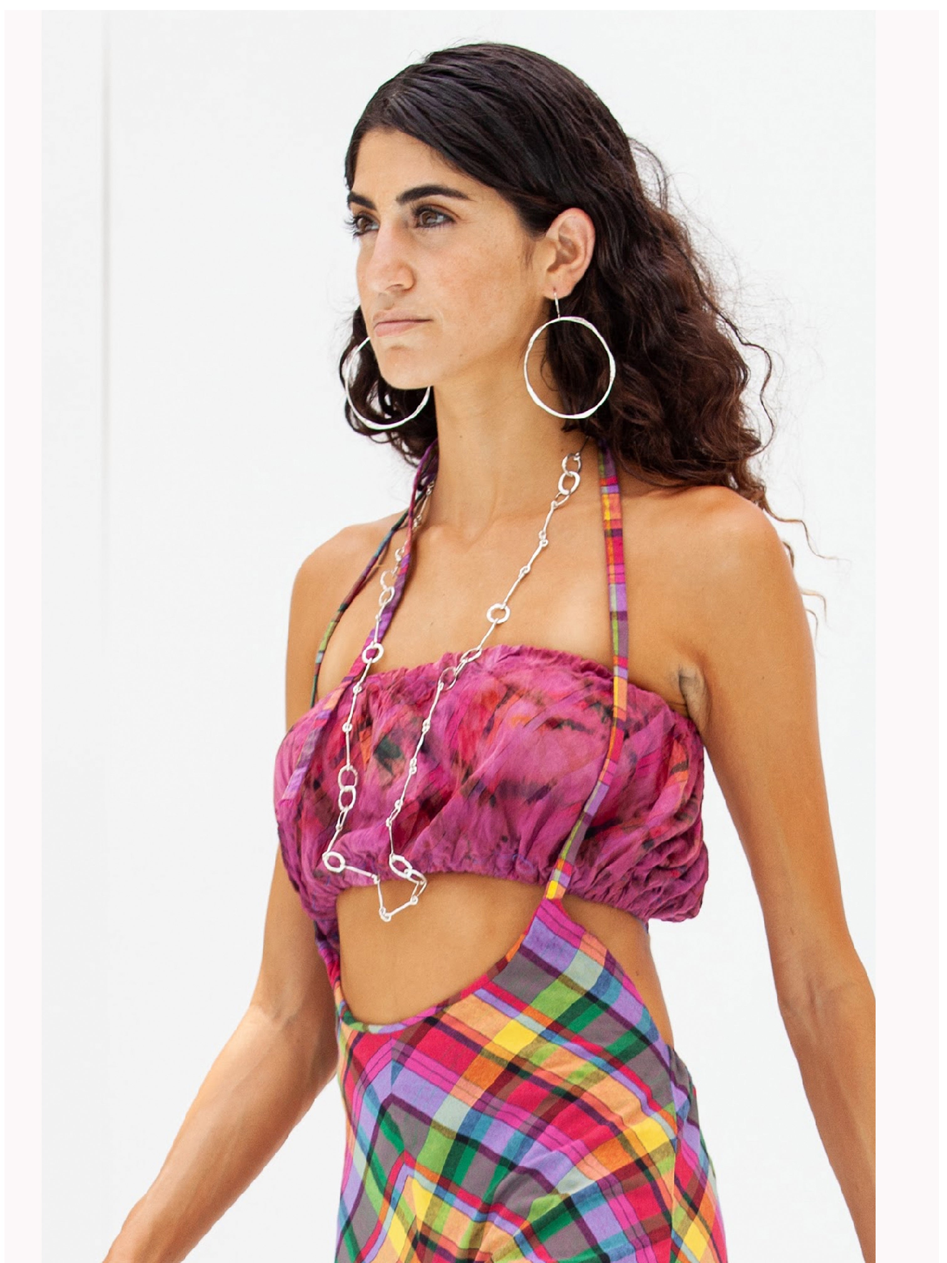 Ombre Madras Gathered Tube Top