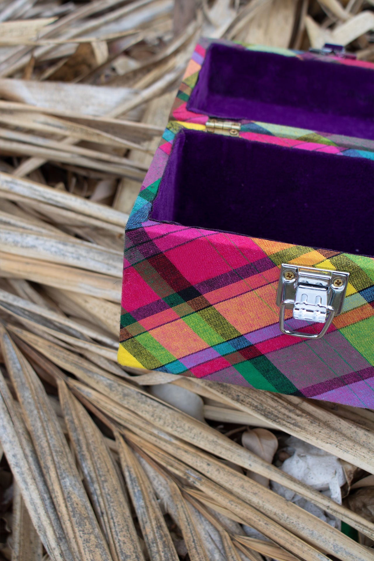 Caribbean Vibes Madras Box Bag (Pink-Multi)