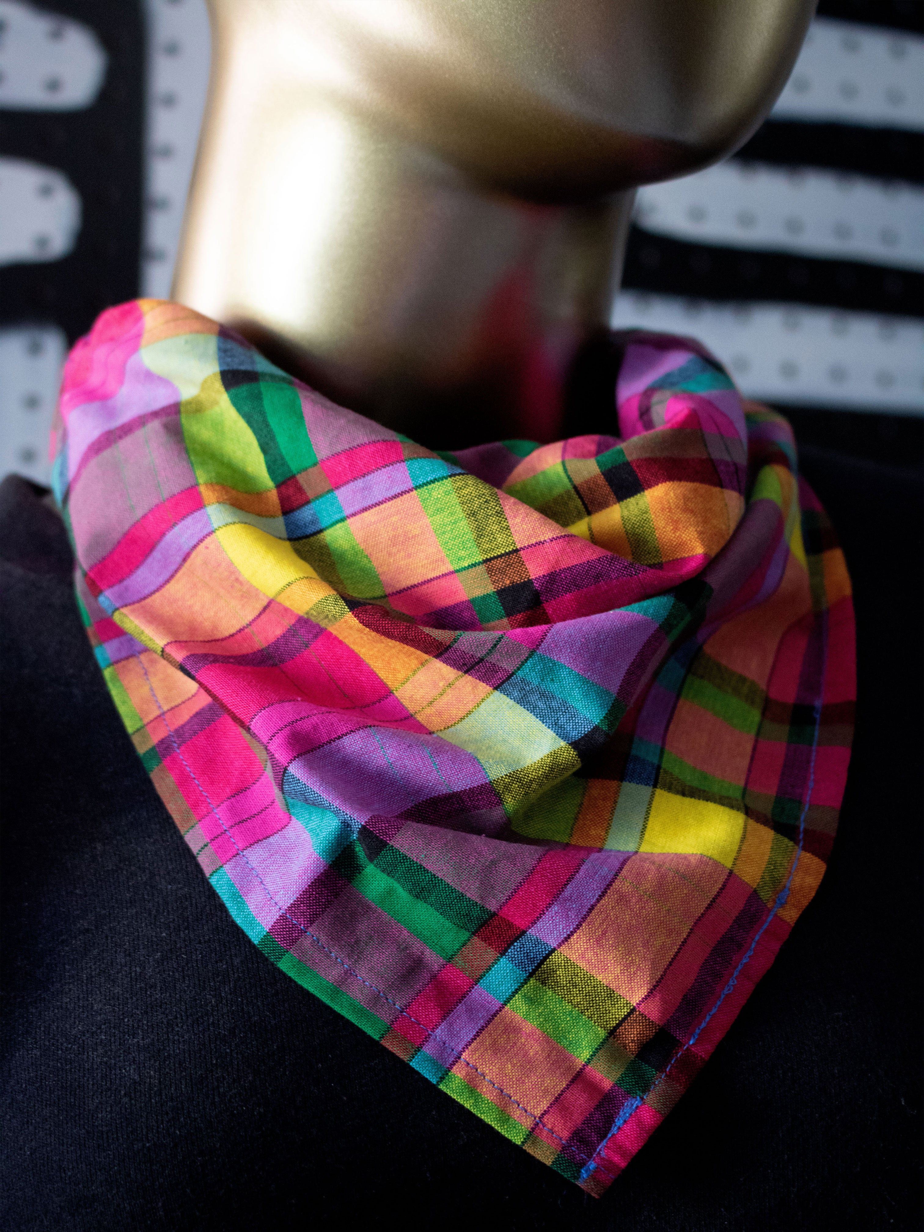 Convertible Madras Bandana Mask (Pink- Multi)