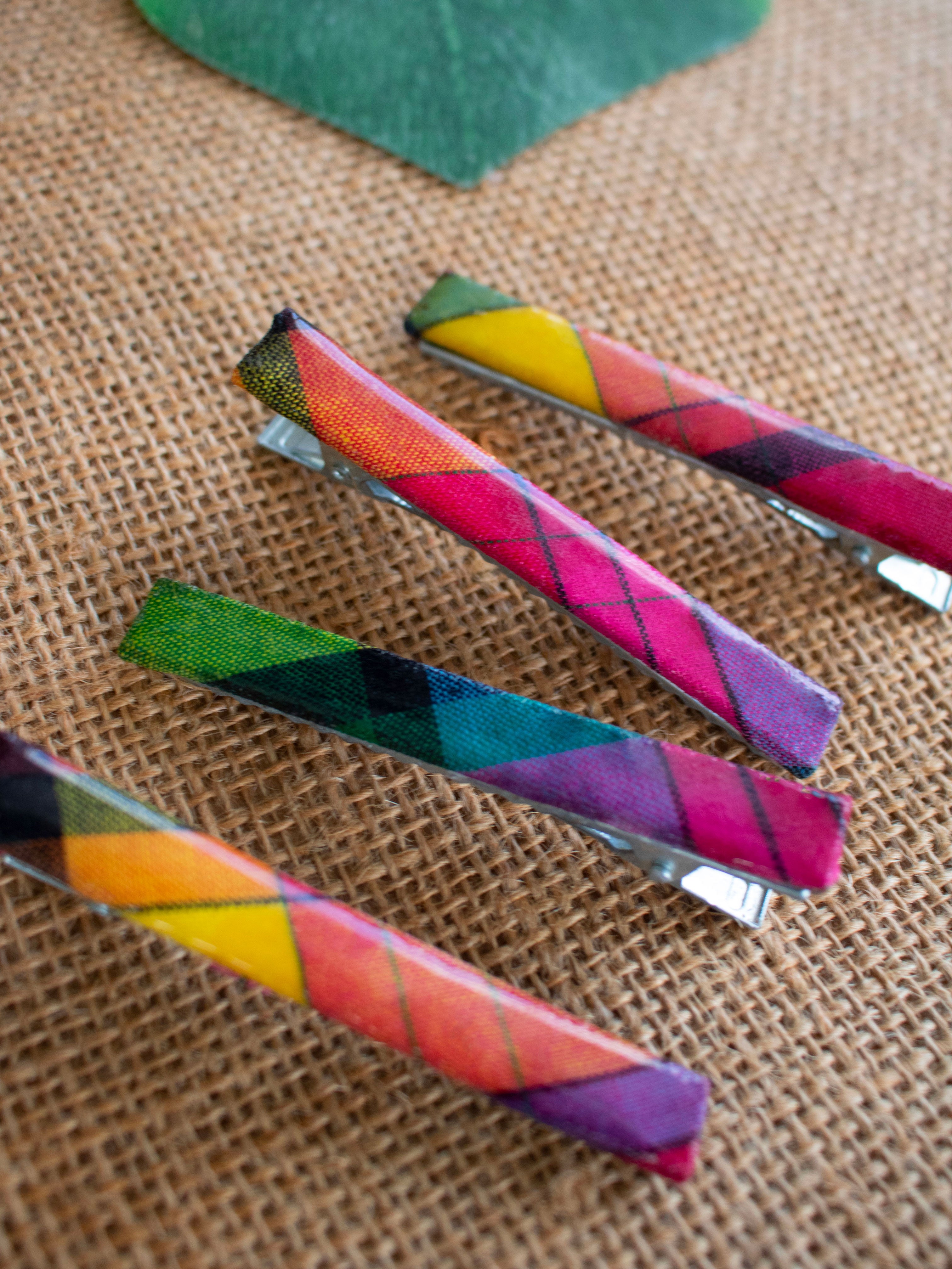 Madras Acrylic Barrette Hair Clip (Pink-Multi)