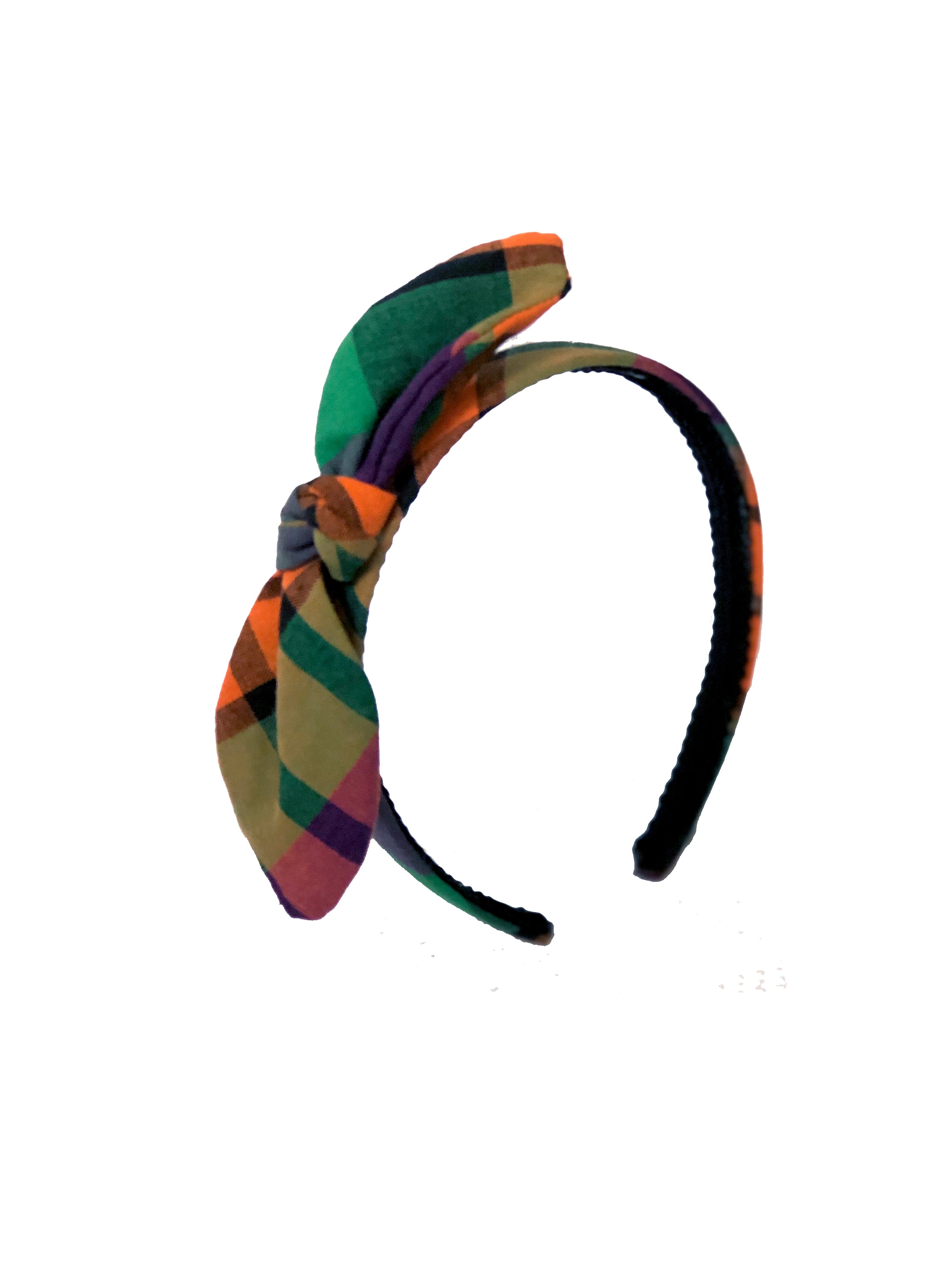 Purple-Orange/Multi Madras Bow Headband