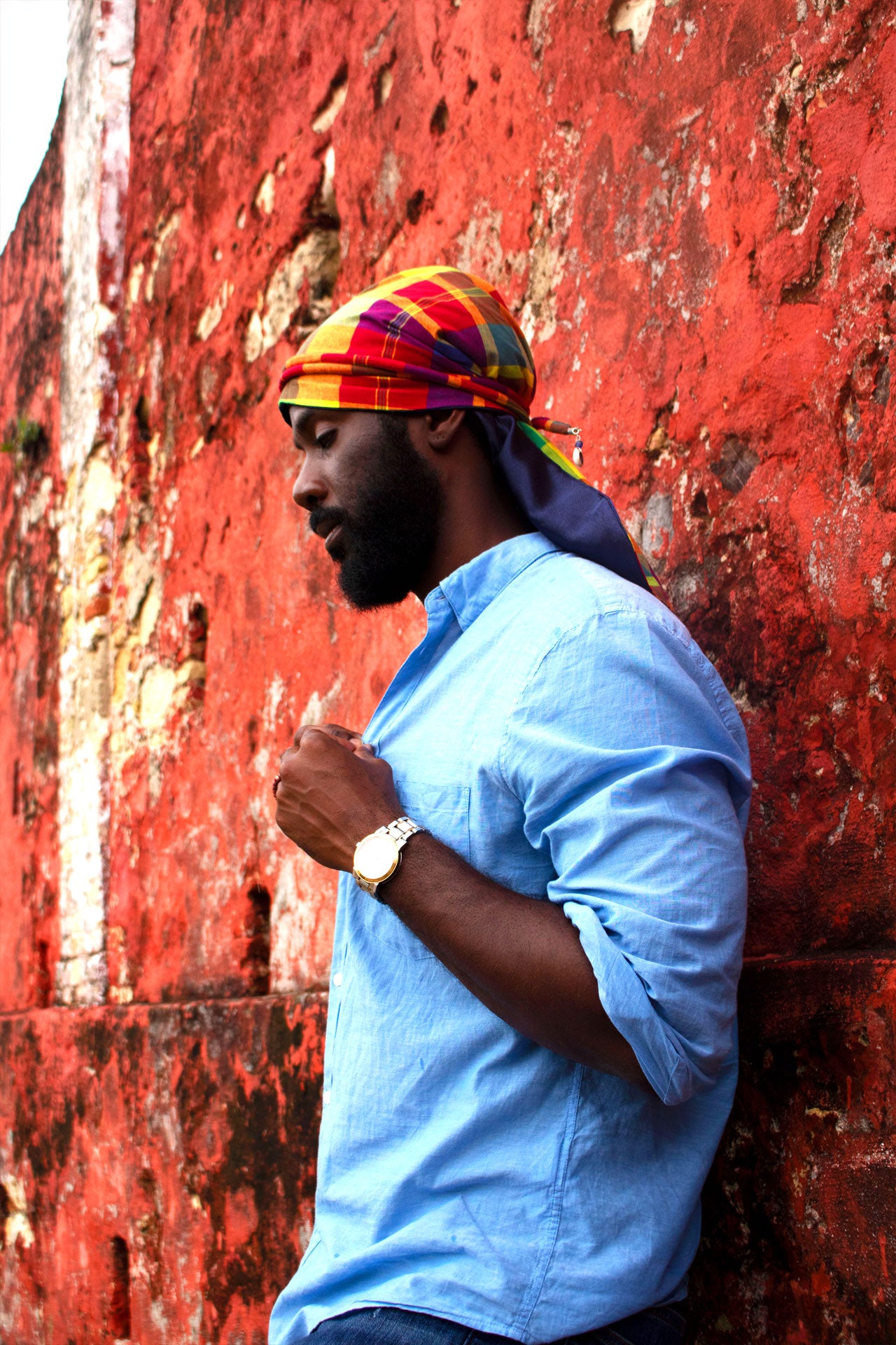 Makin Waves Madras Durag (Red-Multi)
