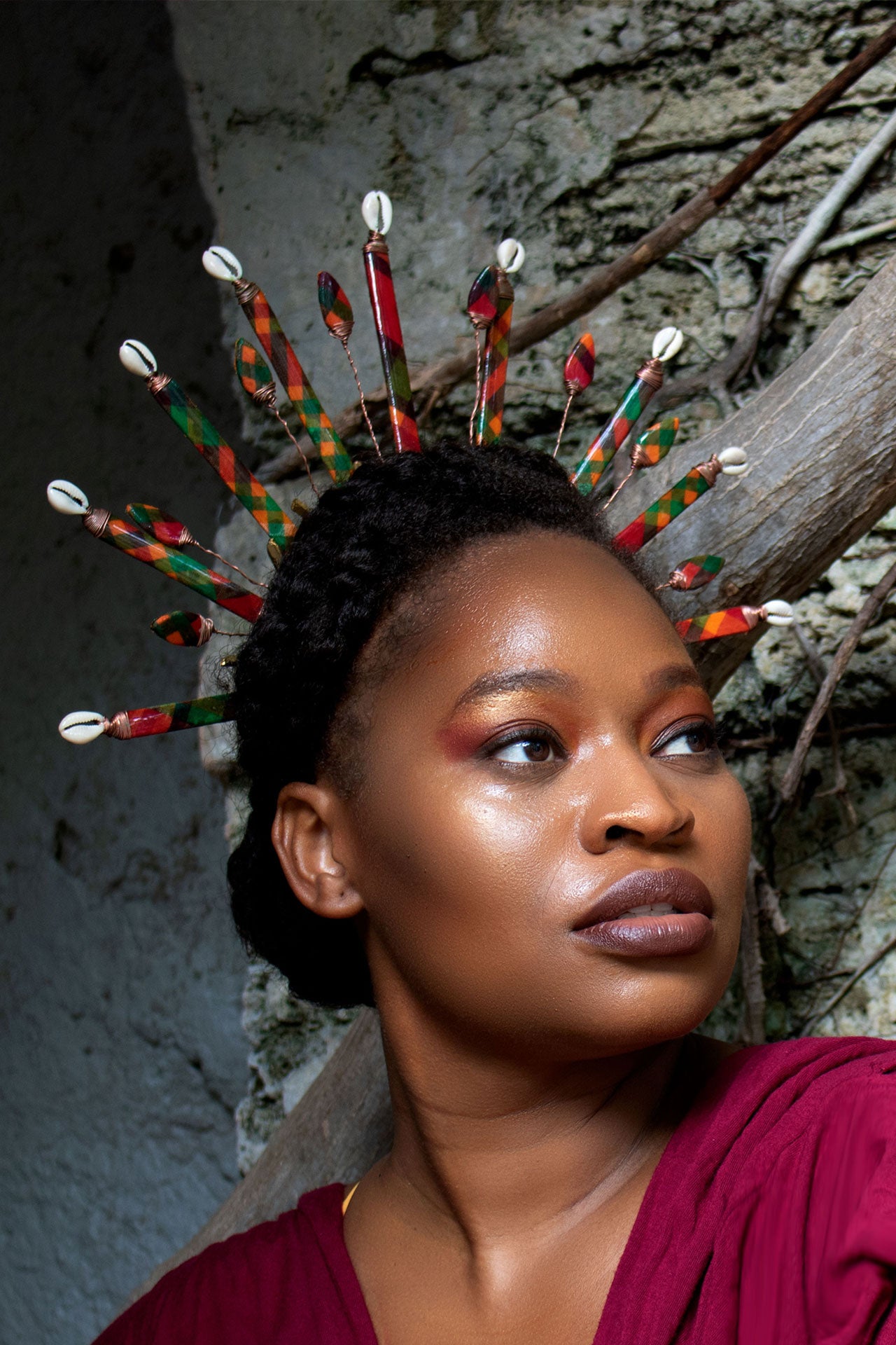 Caribbean Royalty Madras Quartz Crown (Red/Green-Bronze Quartz)