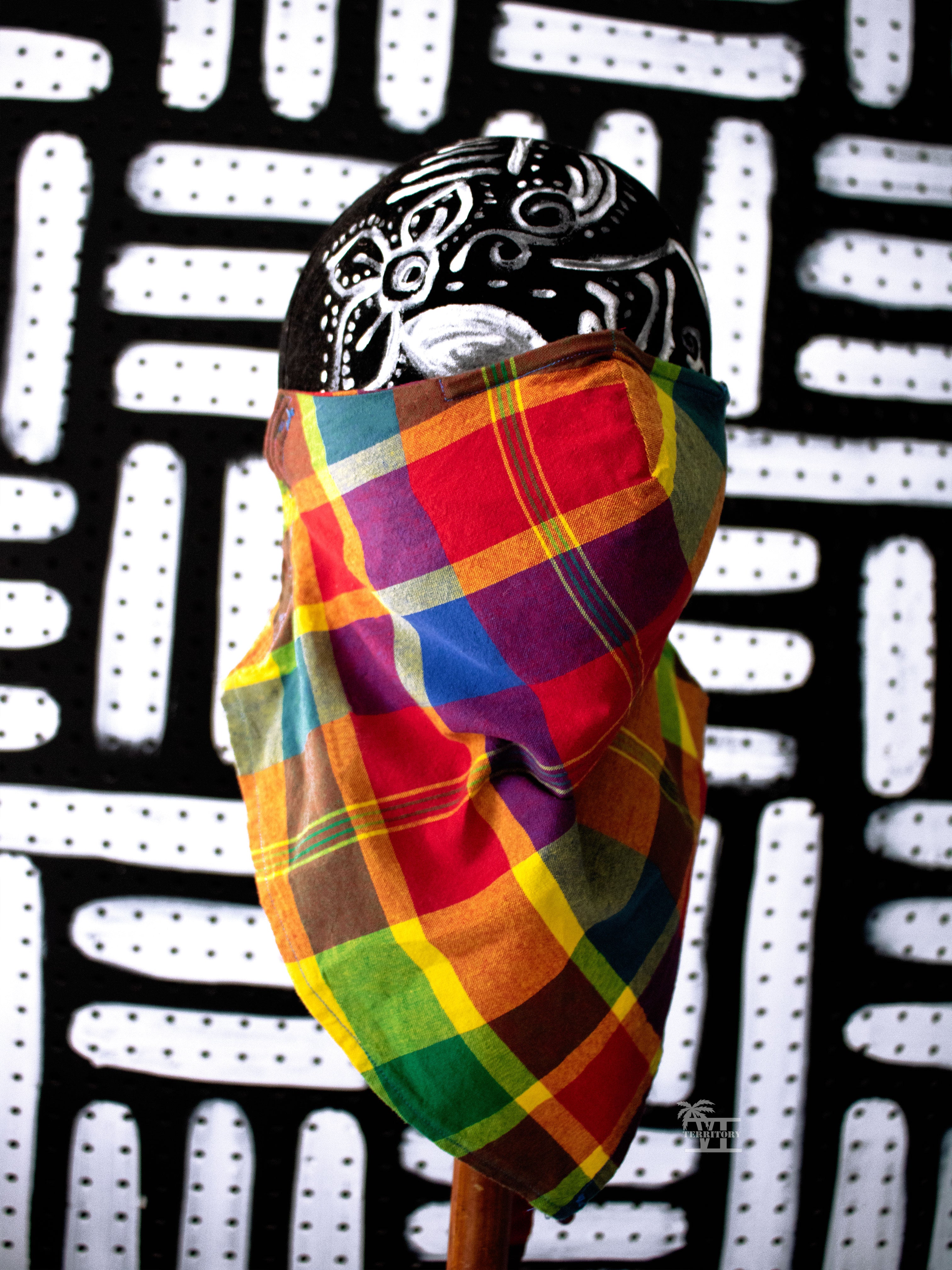 Madras Convertible Bandana Face Mask (Red-Multi)