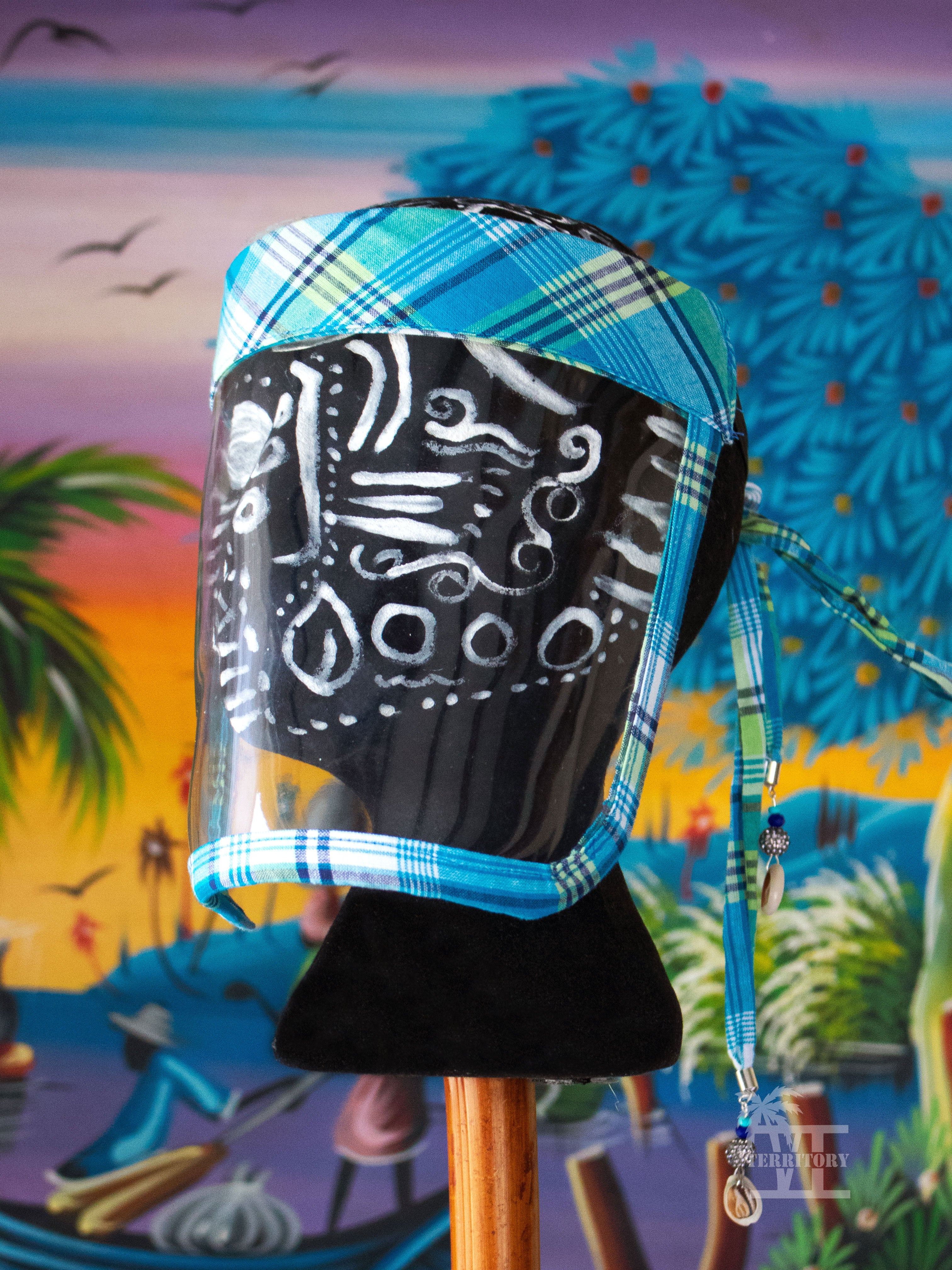 Shielded in Culture Madras Face Shield (Sea Blue-Multi)