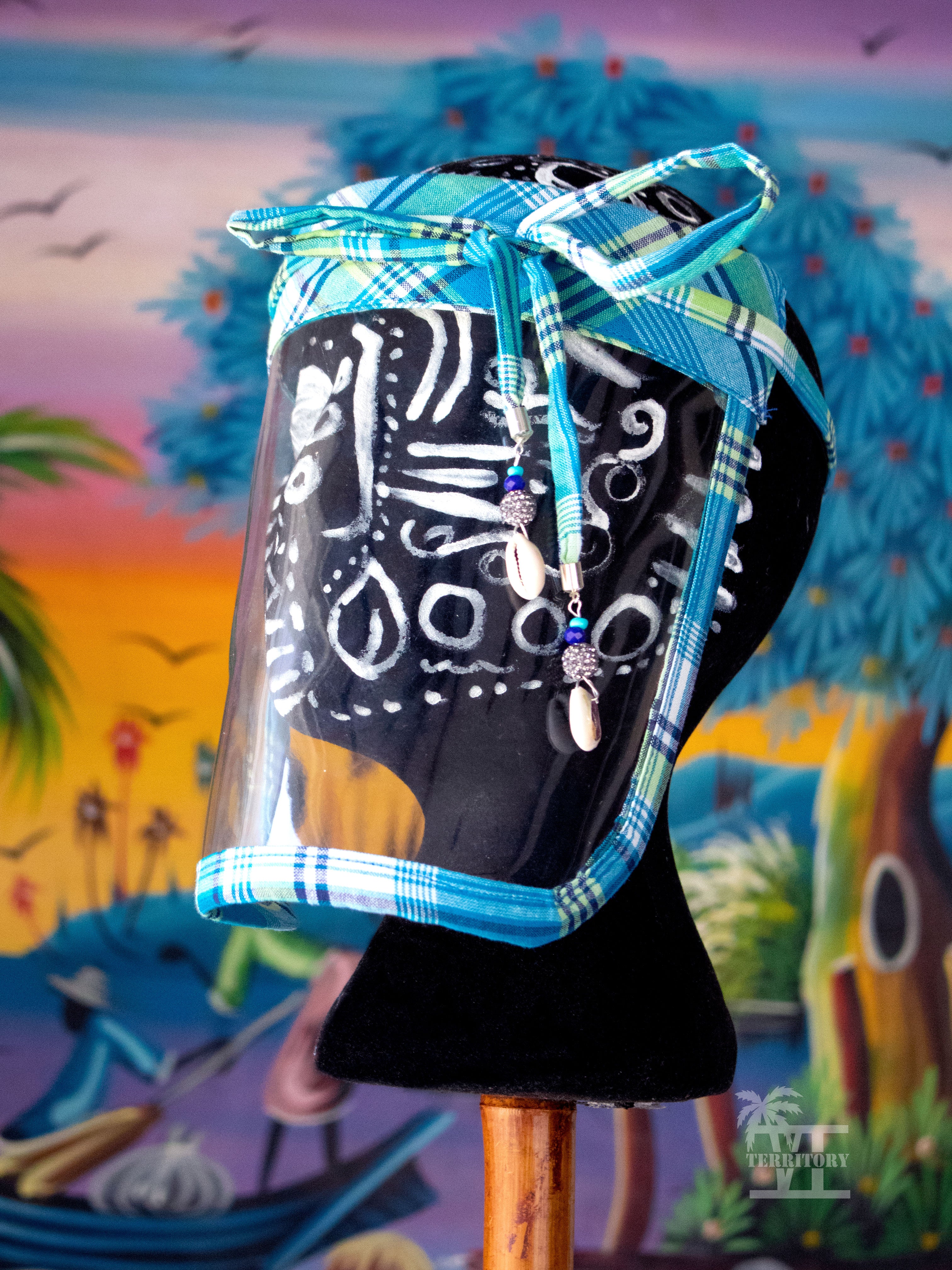 Shielded in Culture Madras Face Shield (Sea Blue-Multi)