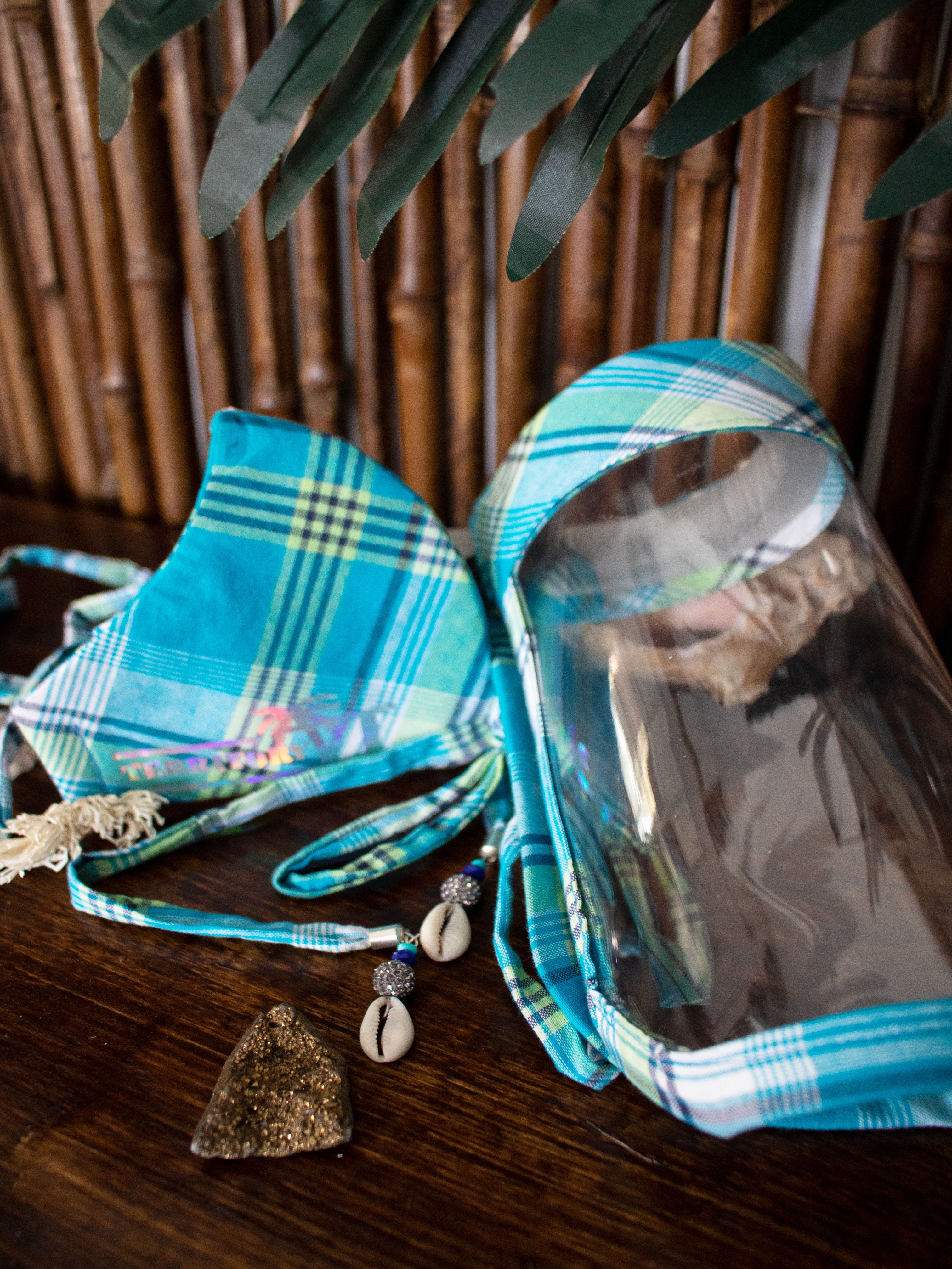 Shielded in Culture Madras Face Shield (Sea Blue-Multi)