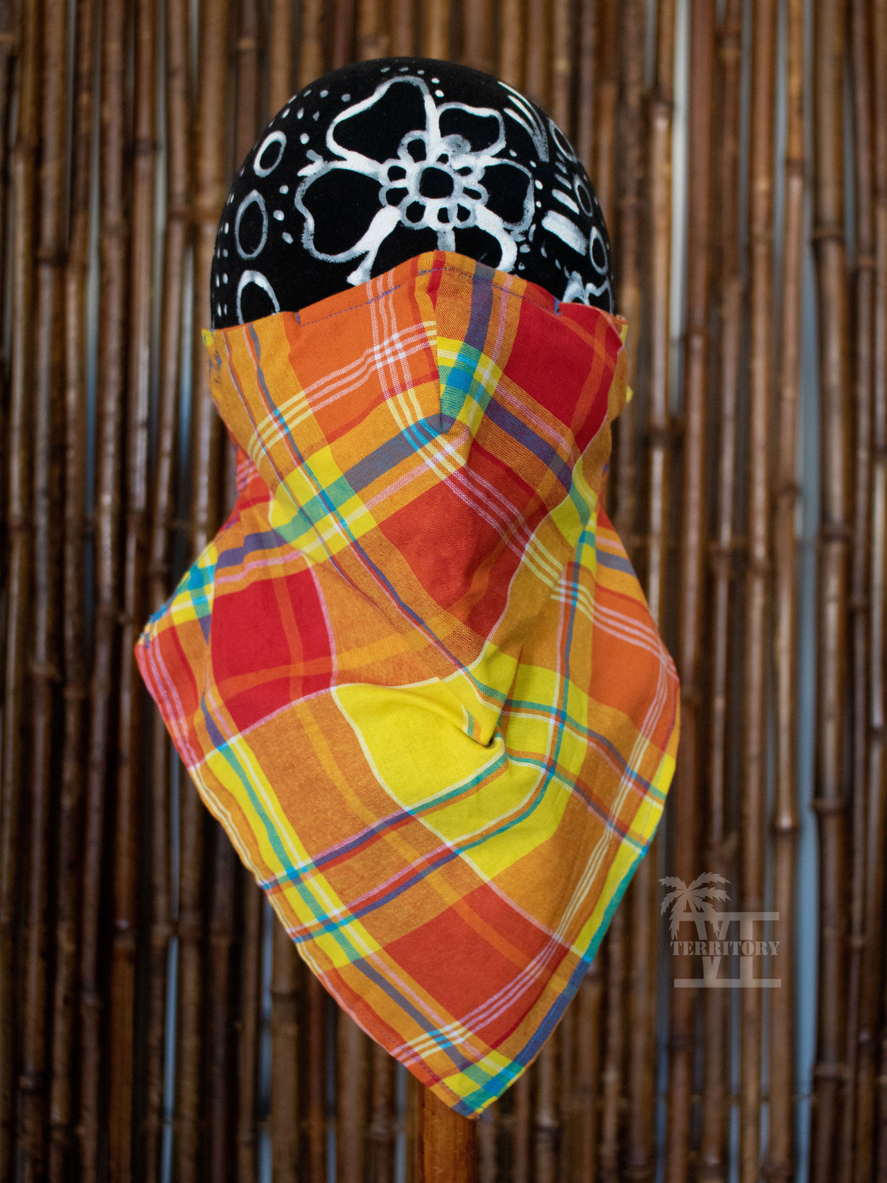 Convertible Madras Bandana Mask (Yellow- Multi)