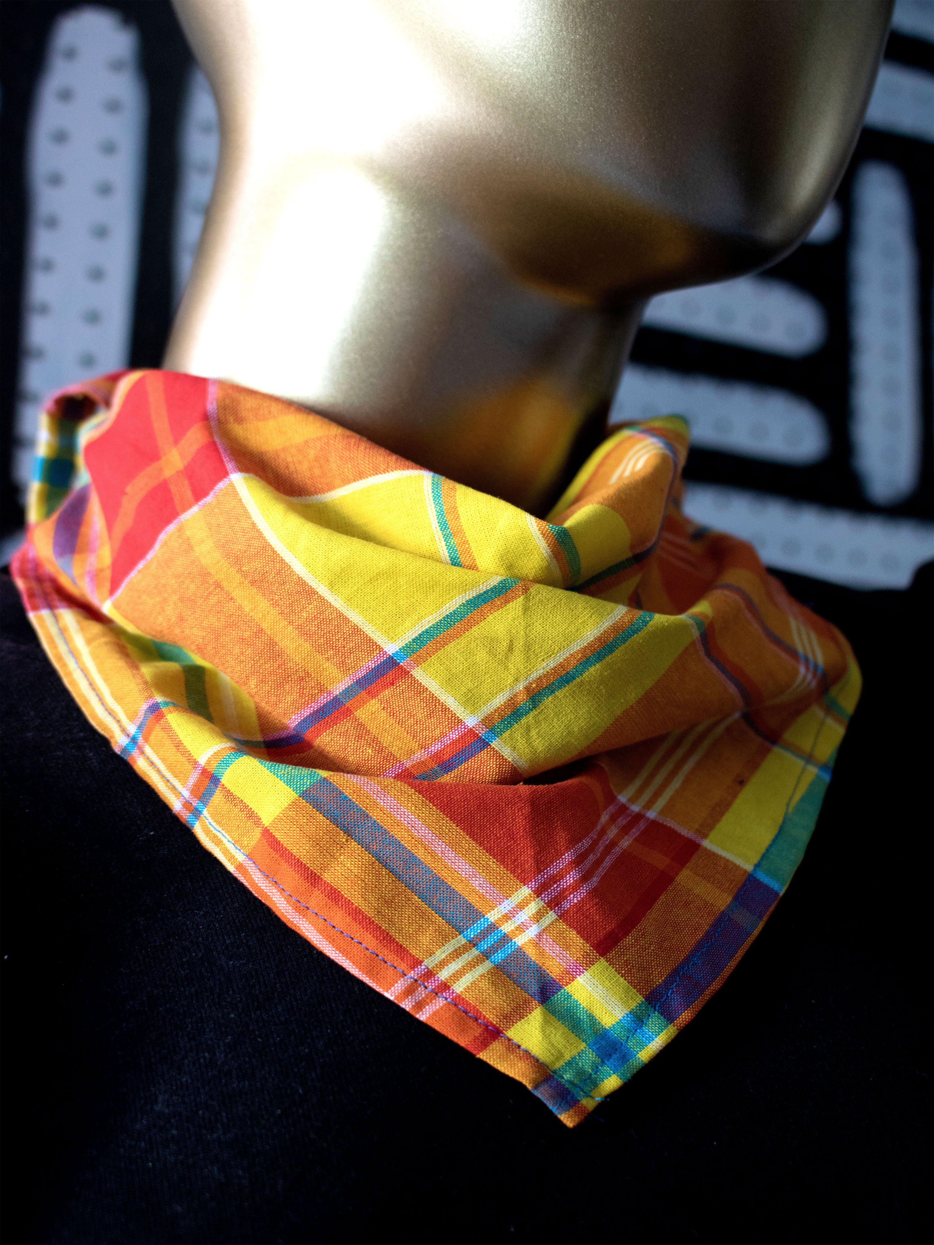 Convertible Madras Bandana Mask (Yellow- Multi)