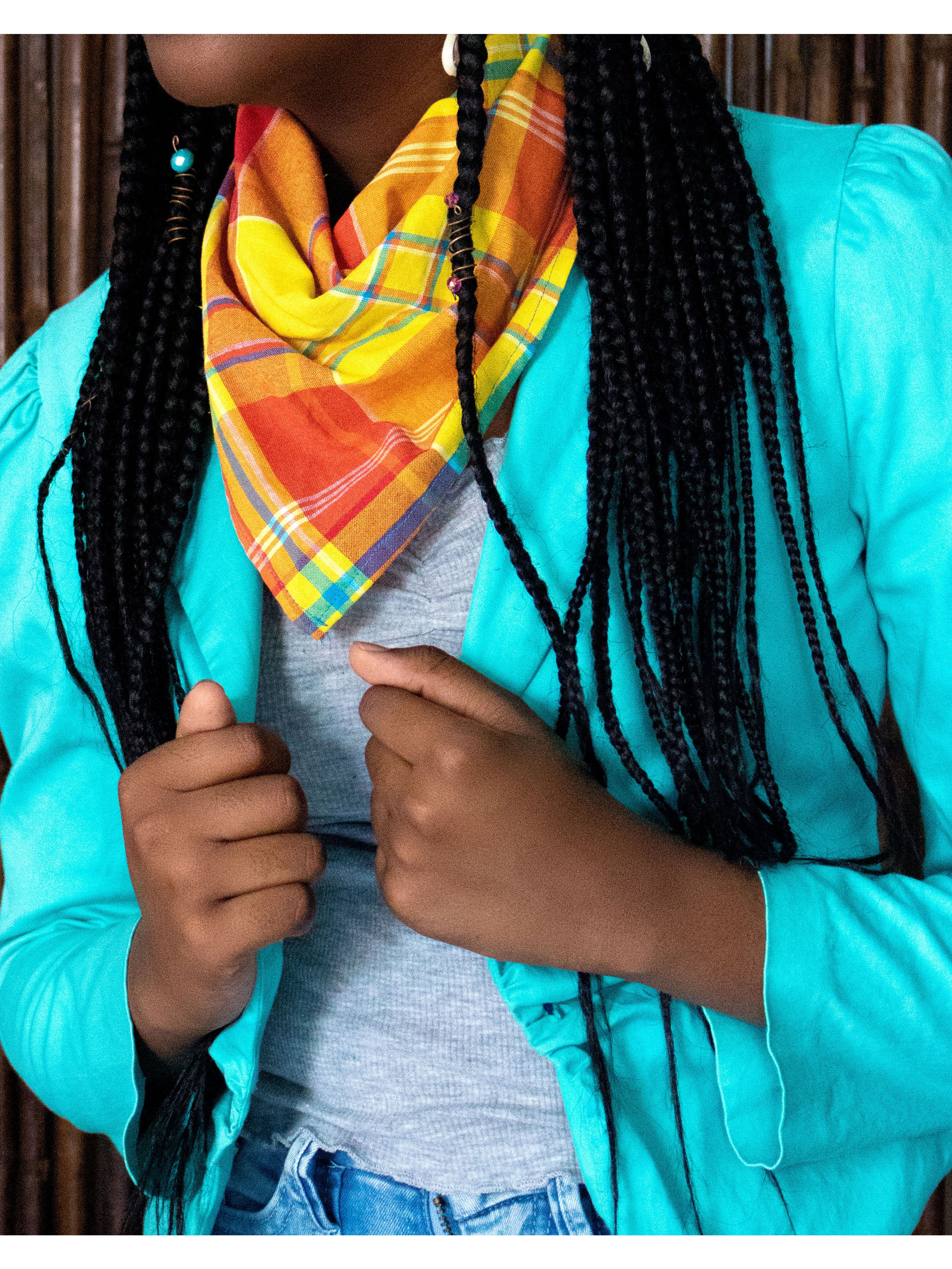 Convertible Madras Bandana Mask (Yellow- Multi)