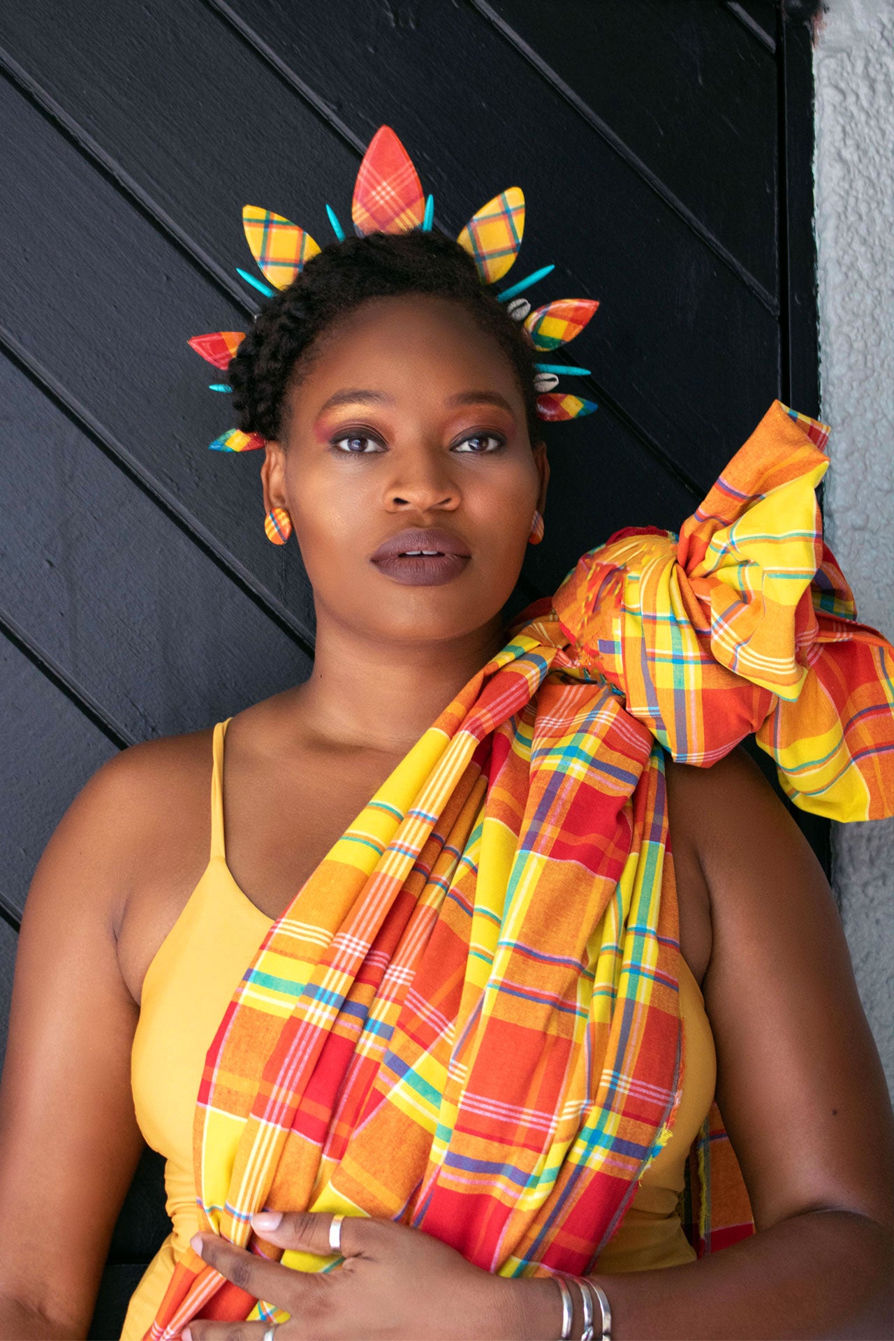 Caribbean Royalty Madras Shell/Turquoise Crown (Yellow-Multi)