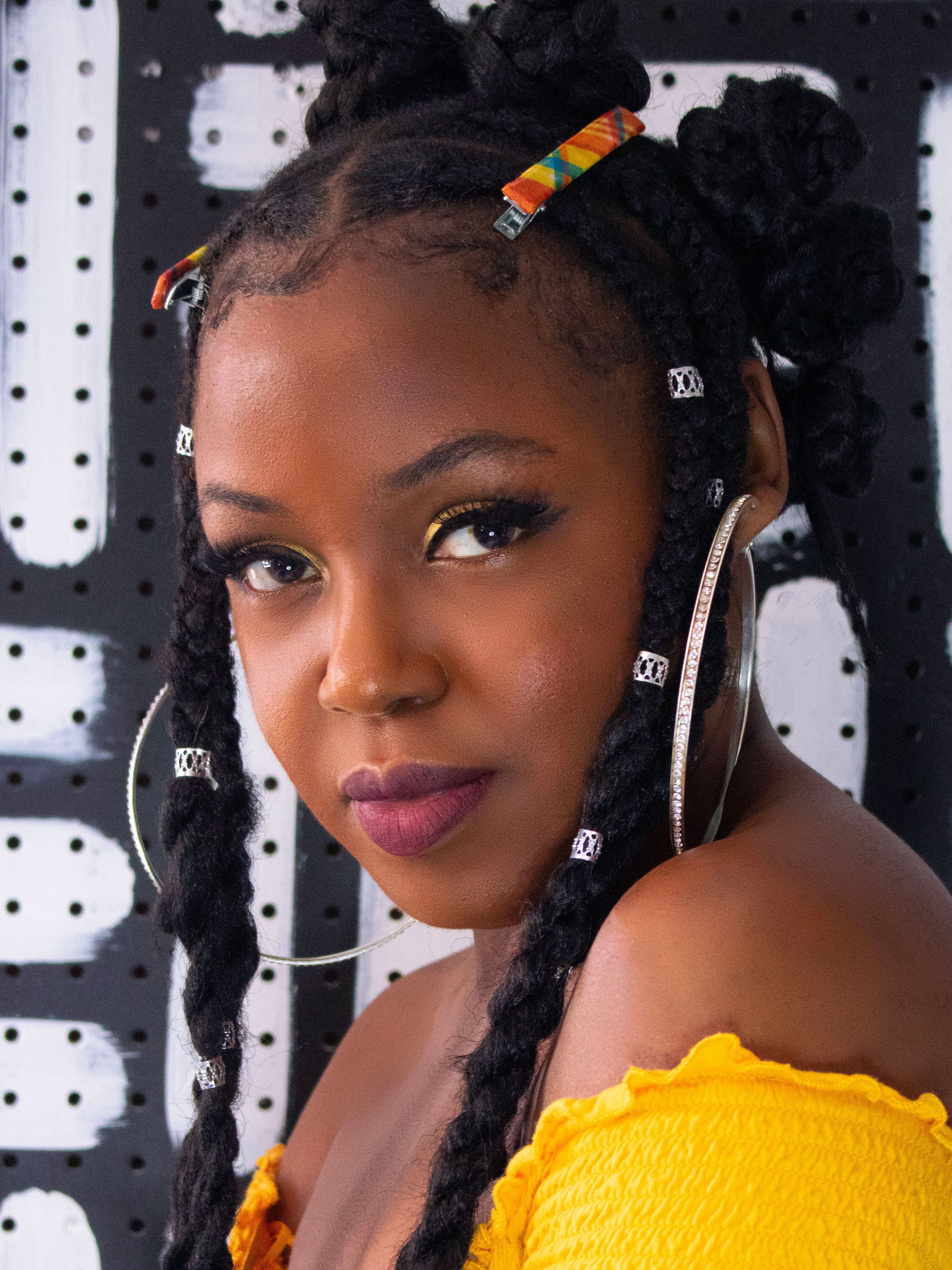 Madras Acrylic Barrette Hair Clip (Yellow-Multi)