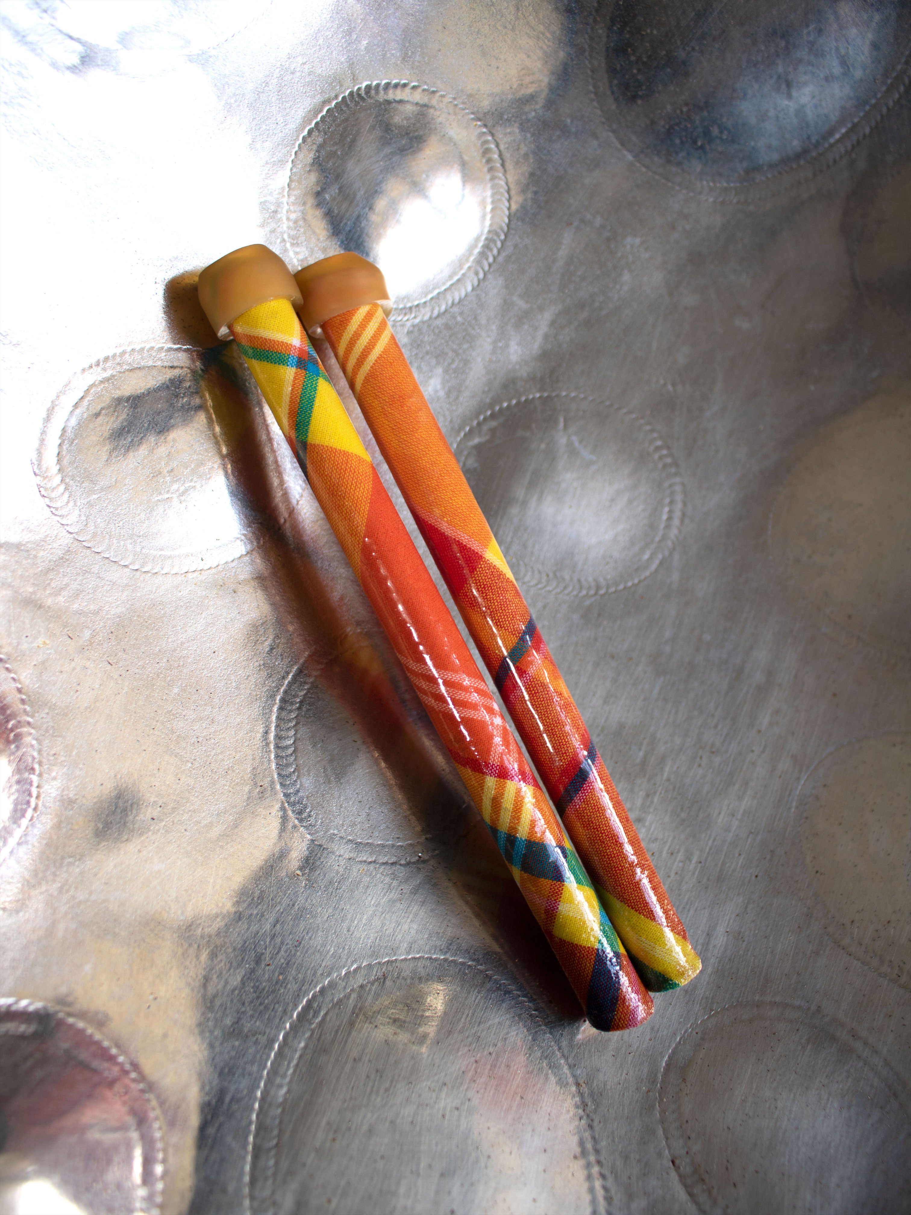 MADRAS STEEL PAN/DRUM STICKS (YELLOW/MULTI)