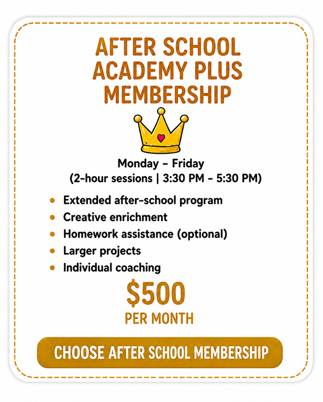 5 Day Afterschool Academy Plus Membership