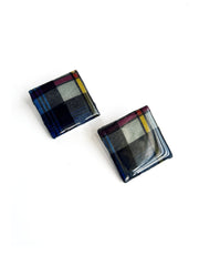 MADRAS SQUARE STUD POST EARRING