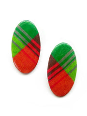 MADRAS OVAL STUD POST EARRINGS