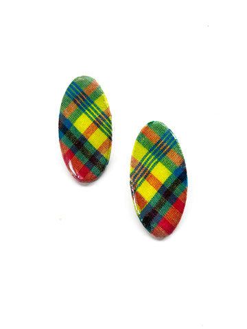 MADRAS OVAL STUD POST EARRINGS