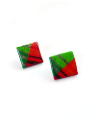 MADRAS SQUARE STUD POST EARRING