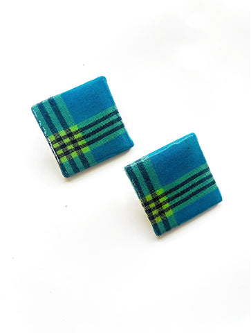 MADRAS SQUARE STUD POST EARRING